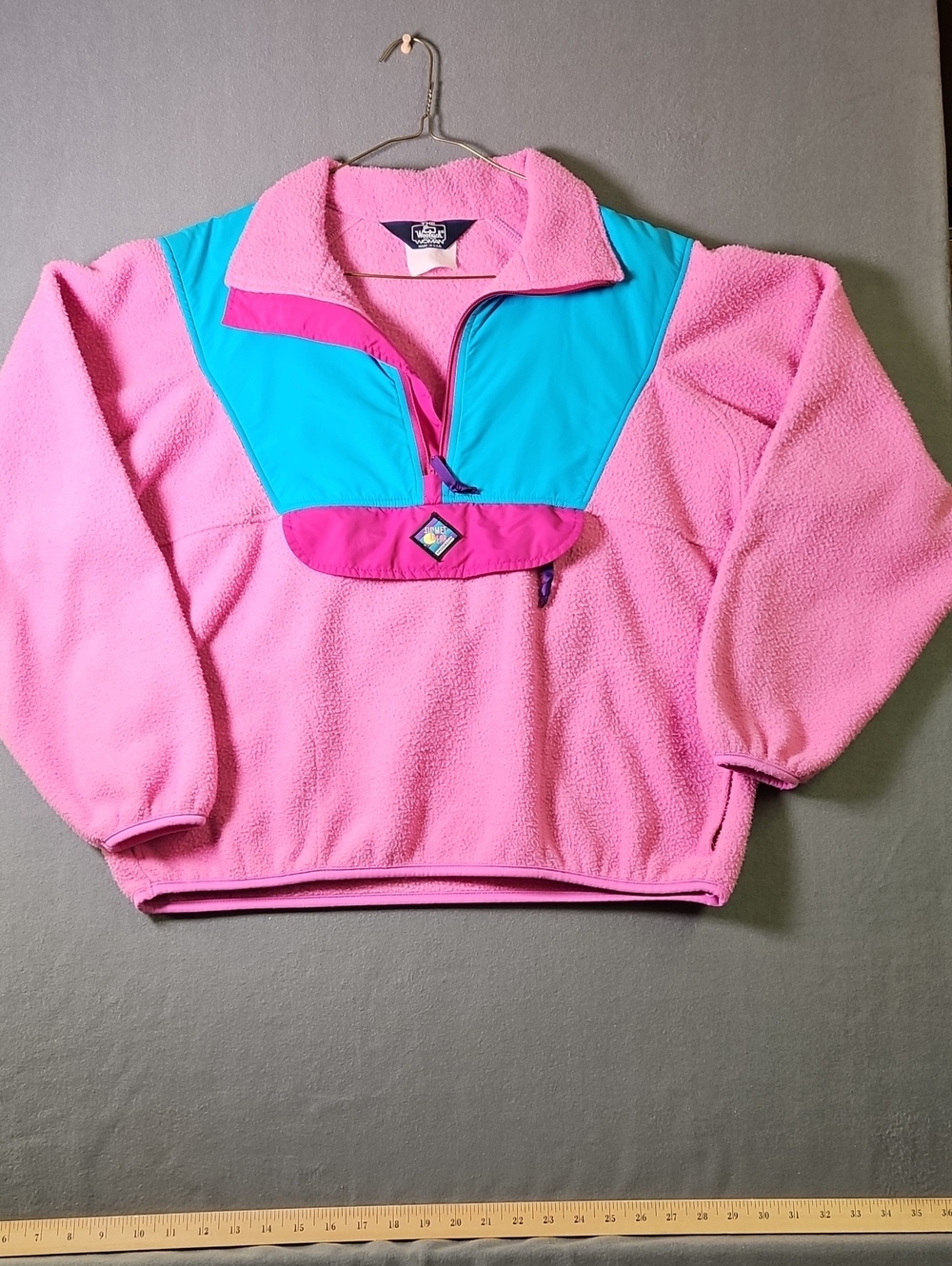 Vintage 90s Woolrich Woman Sigmet Gear Neon Colorblock Fleece Pullover